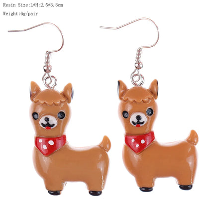 1 Pair Cartoon Style Cute Sheep Alpaca Plastic Drop Earrings