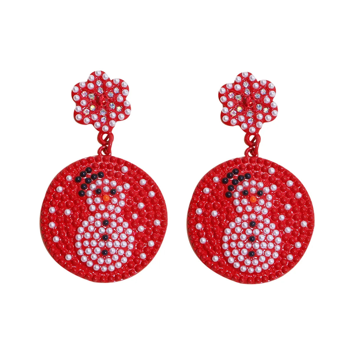 1 Pair Cartoon Style Cute Snowman Snowflake Alloy Drop Earrings