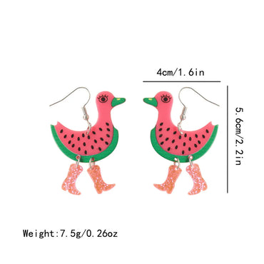 1 Pair Cartoon Style Cute Watermelon Duck Arylic Drop Earrings