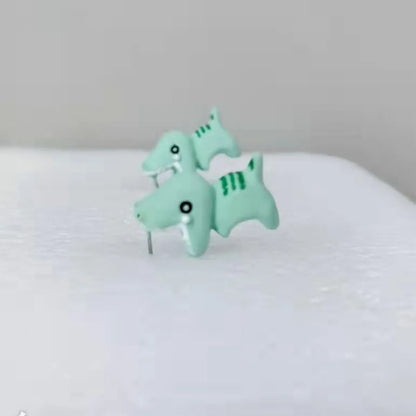 1 Pair Cartoon Style Dog Dinosaur Whale Enamel Alloy Ear Studs