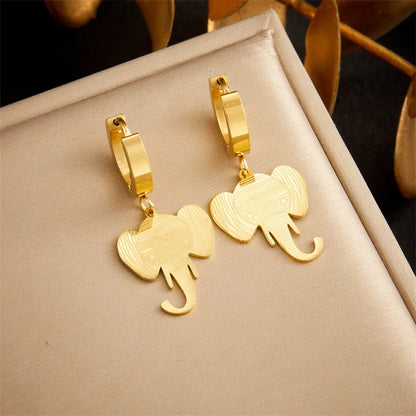 1 Pair Cartoon Style Elephant Plating 304 Stainless Steel 18K Gold Plated Earrings