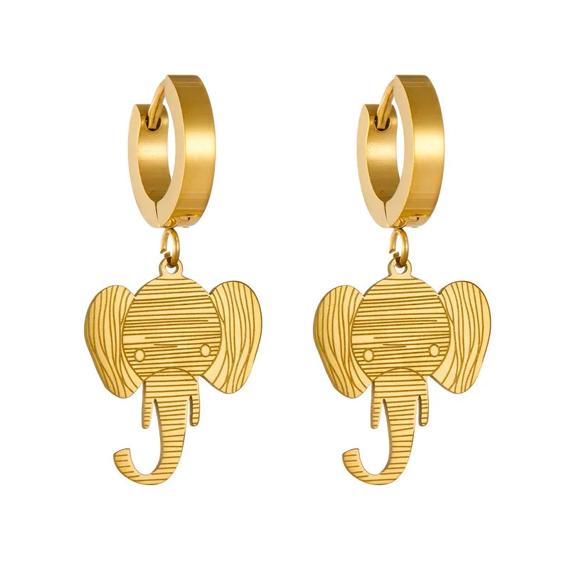 1 Pair Cartoon Style Elephant Plating 304 Stainless Steel 18K Gold Plated Earrings