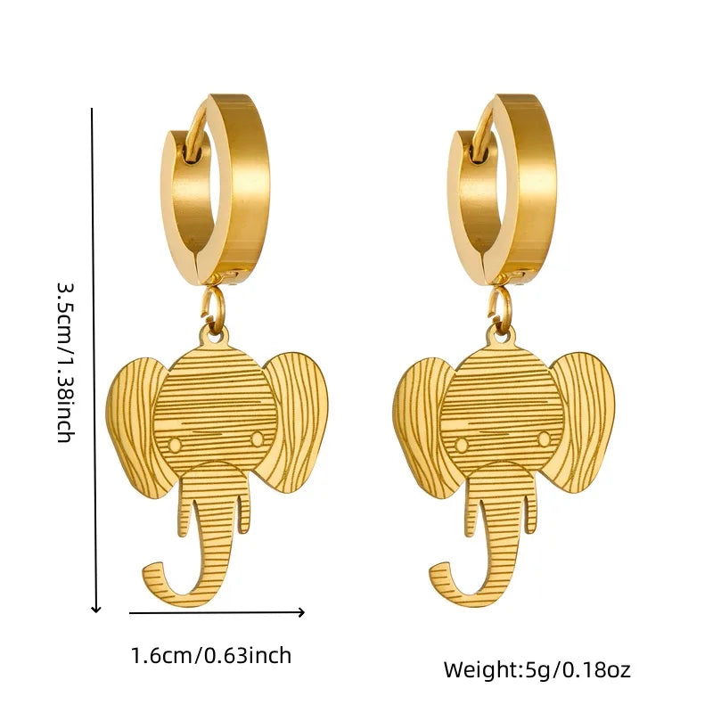 1 Pair Cartoon Style Elephant Plating 304 Stainless Steel 18K Gold Plated Earrings