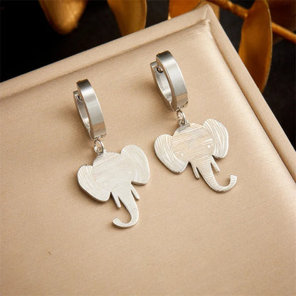 1 Pair Cartoon Style Elephant Plating 304 Stainless Steel 18K Gold Plated Earrings