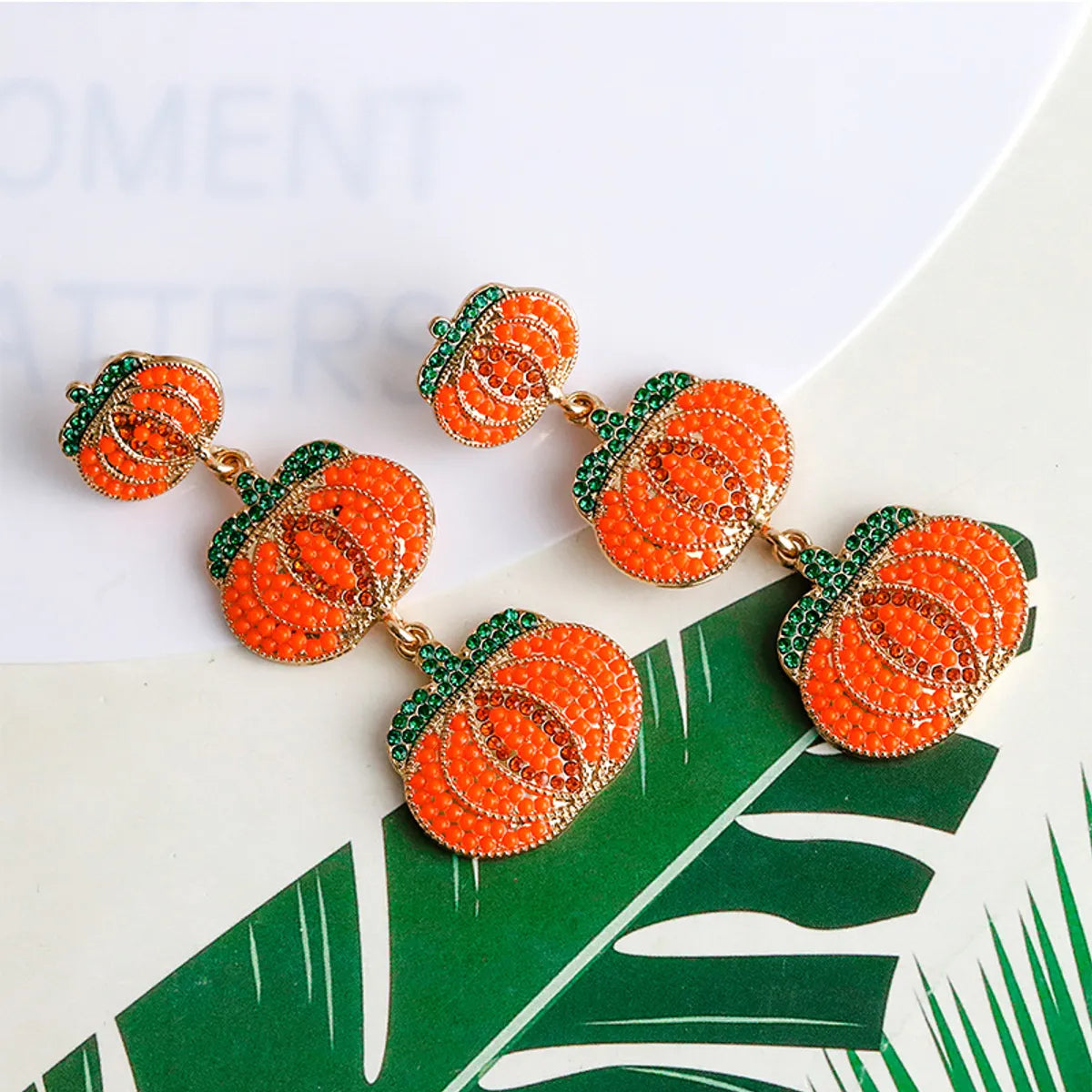 1 Pair Cartoon Style Exaggerated Funny Pumpkin Inlay Alloy Resin Drop Earrings