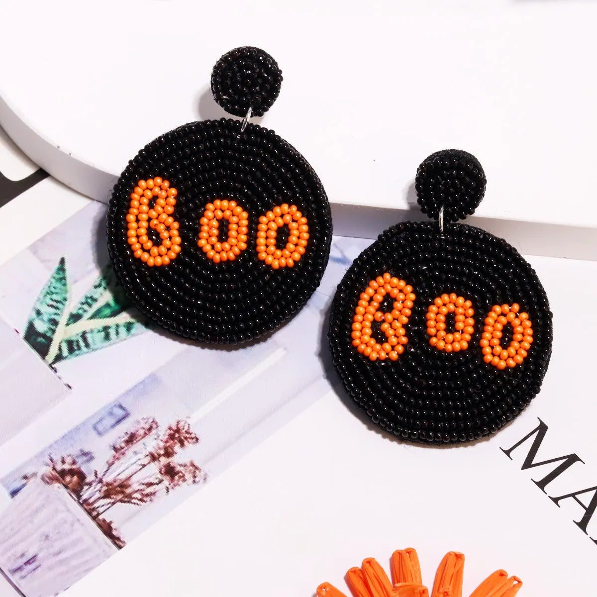 1 Pair Cartoon Style Exaggerated Funny Pumpkin Letter Ghost Handmade Plastic Resin Drop Earrings