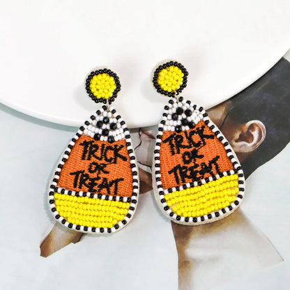 1 Pair Cartoon Style Exaggerated Funny Pumpkin Letter Ghost Handmade Plastic Resin Drop Earrings