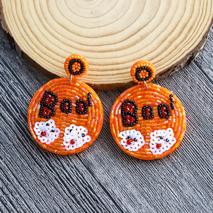 1 Pair Cartoon Style Exaggerated Funny Pumpkin Letter Ghost Handmade Plastic Resin Drop Earrings