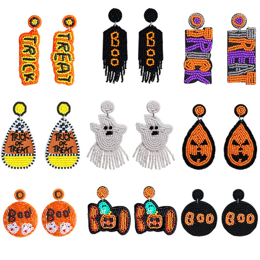 1 Pair Cartoon Style Exaggerated Funny Pumpkin Letter Ghost Handmade Plastic Resin Drop Earrings