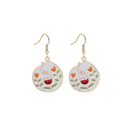 1 Pair Cartoon Style Flower Alloy Stoving Varnish Women'S Drop Earrings