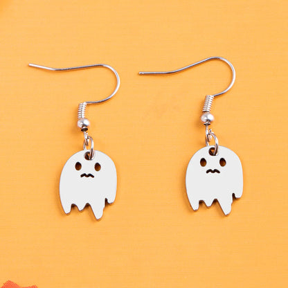 1 Pair Cartoon Style Funny Ghost Irregular Stainless Steel Drop Earrings