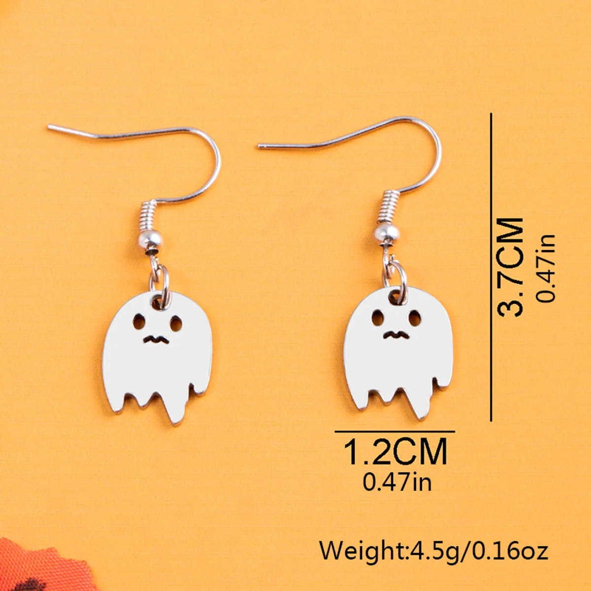 1 Pair Cartoon Style Funny Ghost Irregular Stainless Steel Drop Earrings