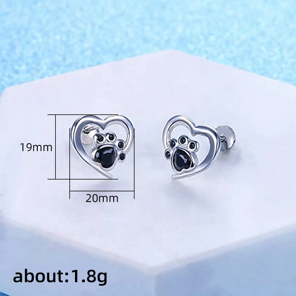 1 Pair Cartoon Style Heart Shape Copper Ear Studs