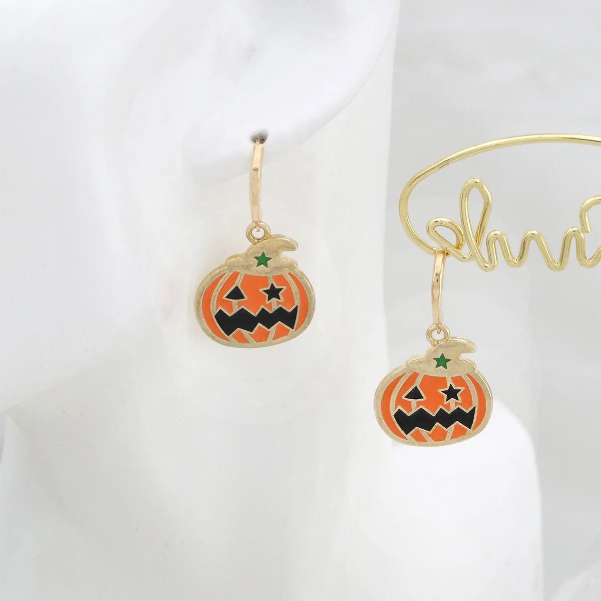 1 Pair Cartoon Style Hip-Hop Funny Pumpkin Plating Alloy Copper K Gold Plated Drop Earrings