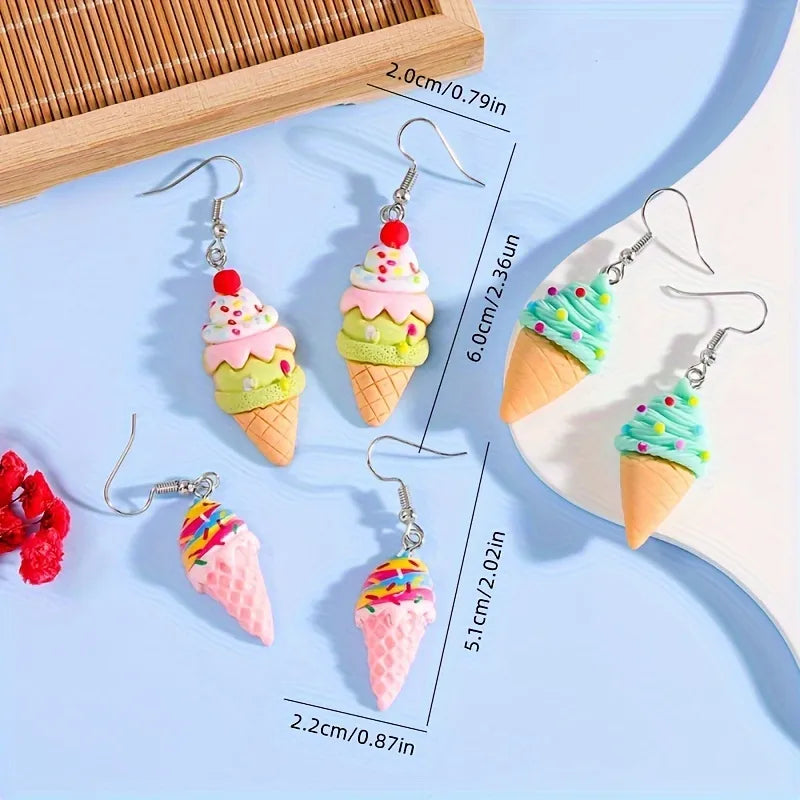 1 Pair Cartoon Style Ice Cream Resin Drop Earrings