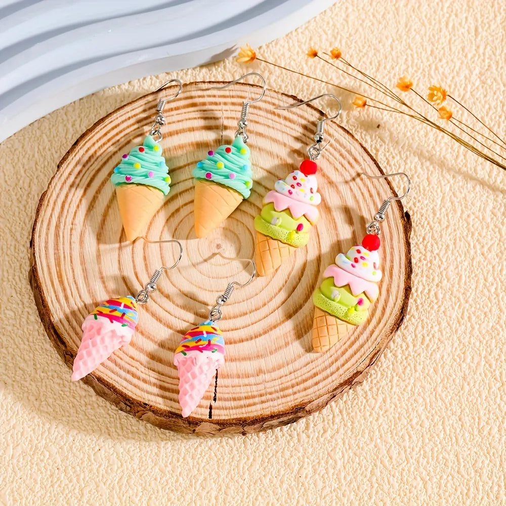 1 Pair Cartoon Style Ice Cream Resin Drop Earrings