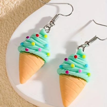 1 Pair Cartoon Style Ice Cream Resin Drop Earrings