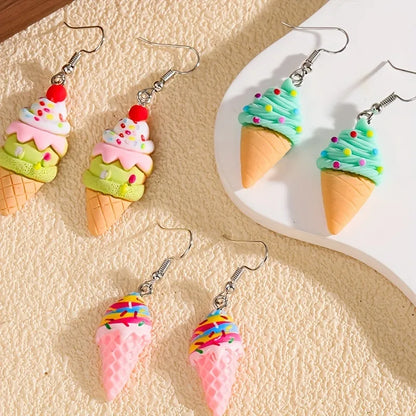 1 Pair Cartoon Style Ice Cream Resin Drop Earrings