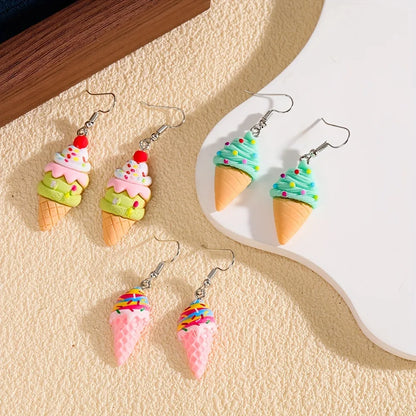 1 Pair Cartoon Style Ice Cream Resin Drop Earrings