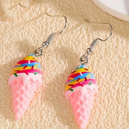 1 Pair Cartoon Style Ice Cream Resin Drop Earrings