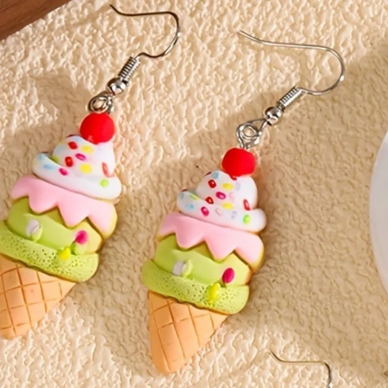 1 Pair Cartoon Style Ice Cream Resin Drop Earrings