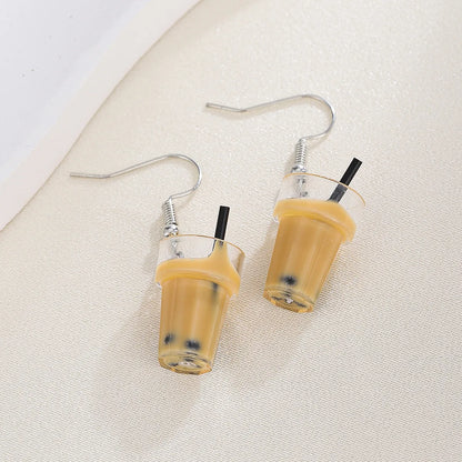 1 Pair Cartoon Style Milk Tea Plating Alloy 14k Gold Plated Drop Earrings