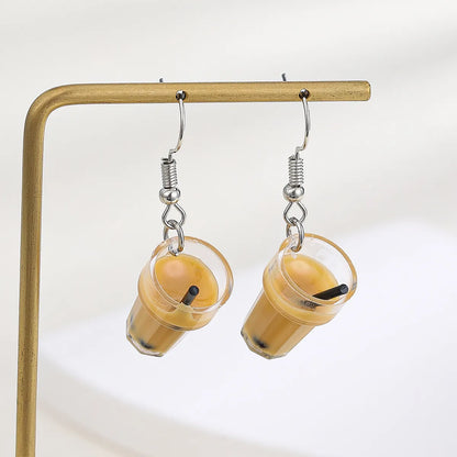 1 Pair Cartoon Style Milk Tea Plating Alloy 14k Gold Plated Drop Earrings