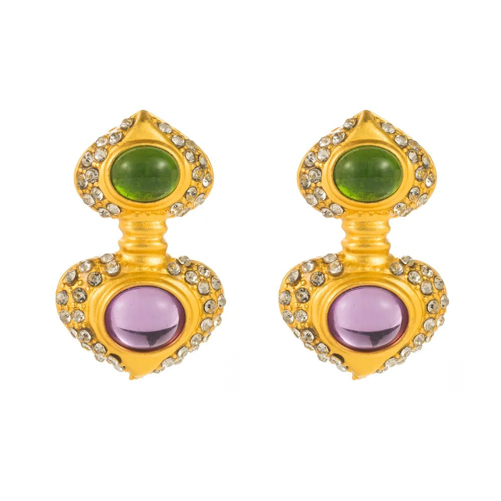 1 Pair Cartoon Style Modern Style Classic Style Cup Gourd Inlay Alloy Rhinestones 14K Gold Plated Drop Earrings