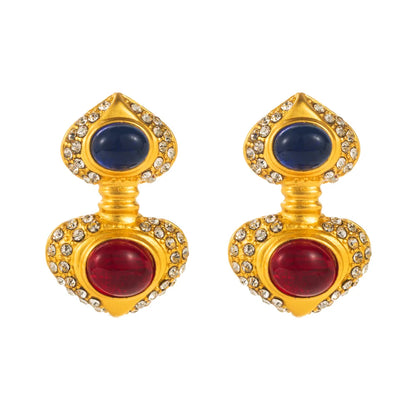 1 Pair Cartoon Style Modern Style Classic Style Cup Gourd Inlay Alloy Rhinestones 14K Gold Plated Drop Earrings