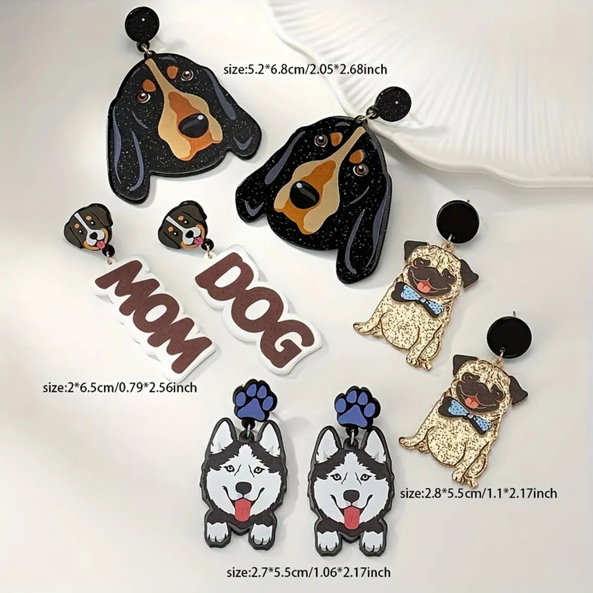 1 Pair Cartoon Style Modern Style Classic Style Letter Dog Stoving Varnish Arylic Drop Earrings