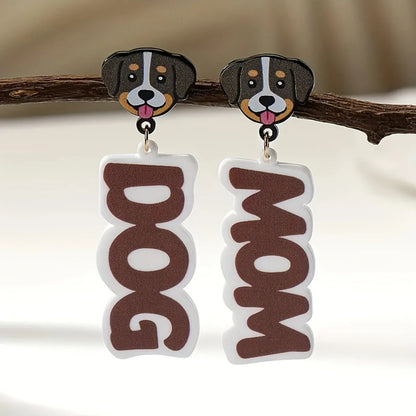 1 Pair Cartoon Style Modern Style Classic Style Letter Dog Stoving Varnish Arylic Drop Earrings