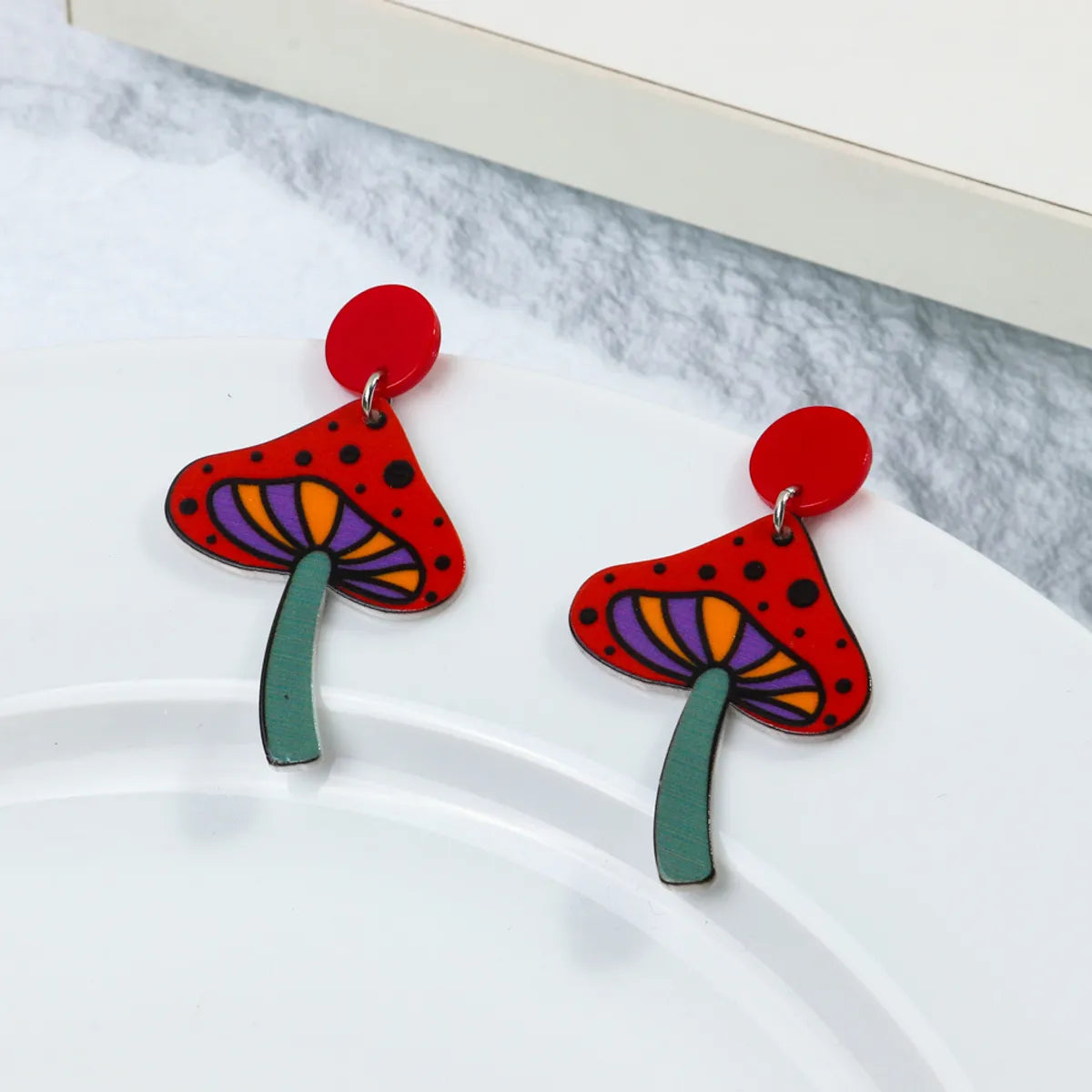 1 Pair Cartoon Style Mushroom Arylic Drop Earrings