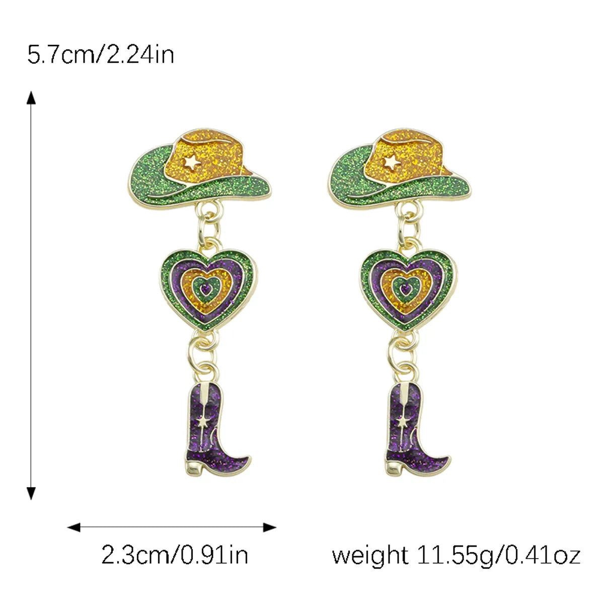 1 Pair Cartoon Style Novelty Cool Style Heart Shape Flower Enamel Plating Alloy Gold Plated Drop Earrings