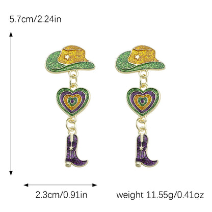 1 Pair Cartoon Style Novelty Cool Style Heart Shape Flower Enamel Plating Alloy Gold Plated Drop Earrings