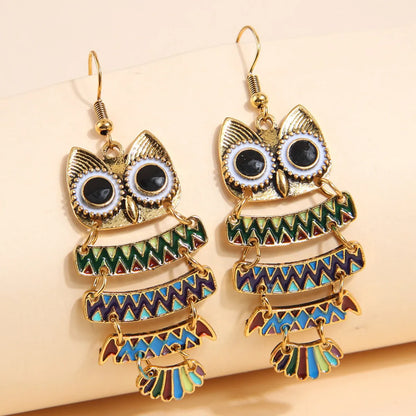 1 Pair Cartoon Style Owl Alloy Drop Earrings