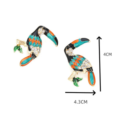 1 Pair Cartoon Style Parrot Enamel Alloy Ear Studs