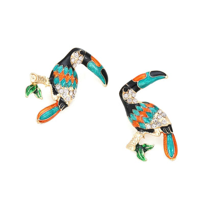 1 Pair Cartoon Style Parrot Enamel Alloy Ear Studs