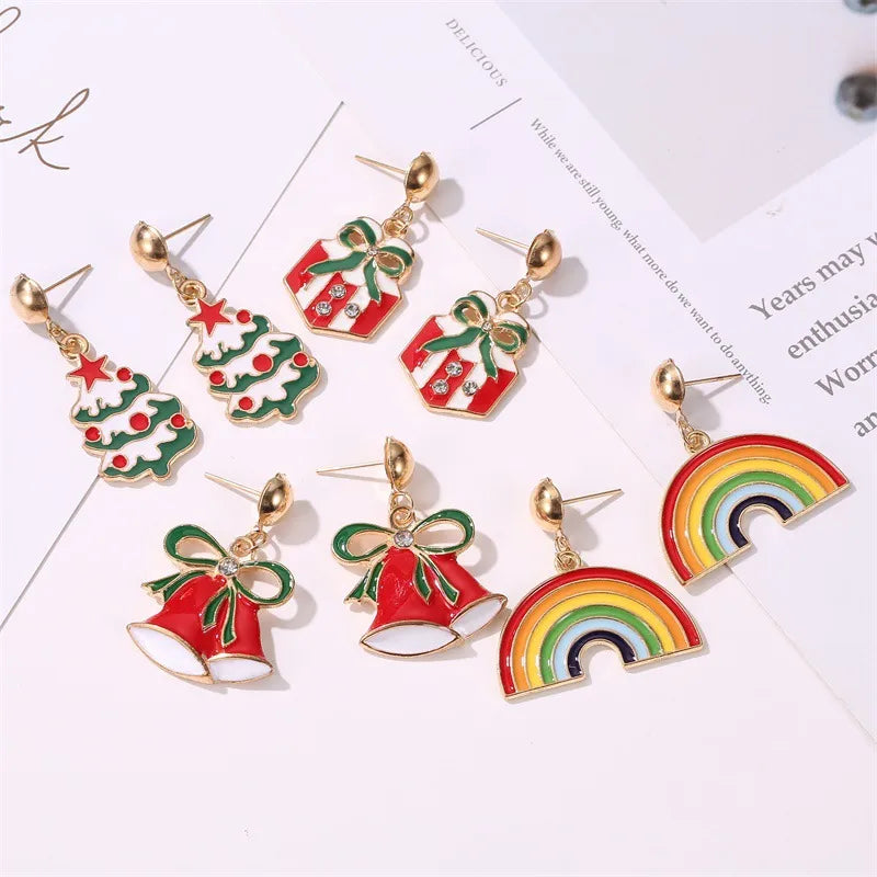 1 Pair Cartoon Style Pumpkin Cartoon Christmas Tree Plating Alloy Drop Earrings