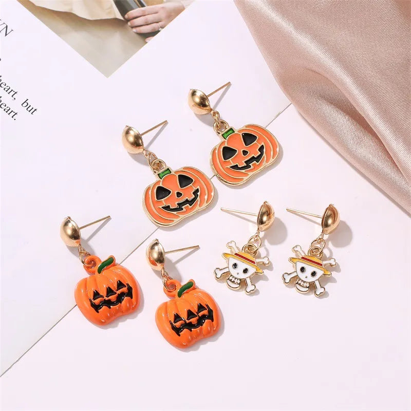 1 Pair Cartoon Style Pumpkin Cartoon Christmas Tree Plating Alloy Drop Earrings