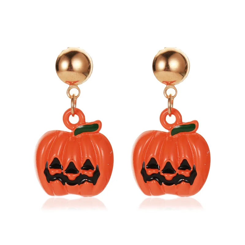 1 Pair Cartoon Style Pumpkin Cartoon Christmas Tree Plating Alloy Drop Earrings