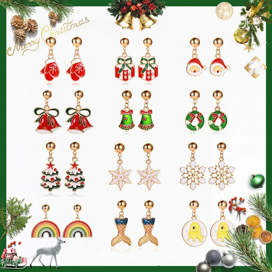 1 Pair Cartoon Style Pumpkin Cartoon Christmas Tree Plating Alloy Drop Earrings