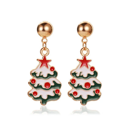 1 Pair Cartoon Style Pumpkin Cartoon Christmas Tree Plating Alloy Drop Earrings