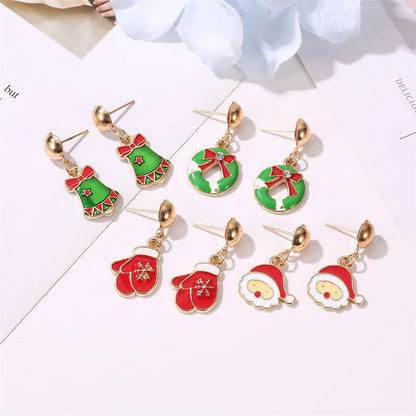 1 Pair Cartoon Style Pumpkin Cartoon Christmas Tree Plating Alloy Drop Earrings