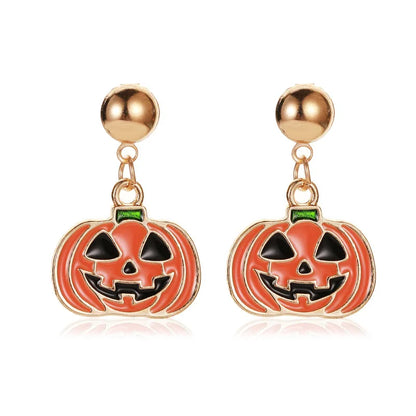 1 Pair Cartoon Style Pumpkin Cartoon Christmas Tree Plating Alloy Drop Earrings