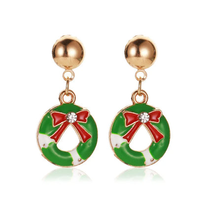 1 Pair Cartoon Style Pumpkin Cartoon Christmas Tree Plating Alloy Drop Earrings