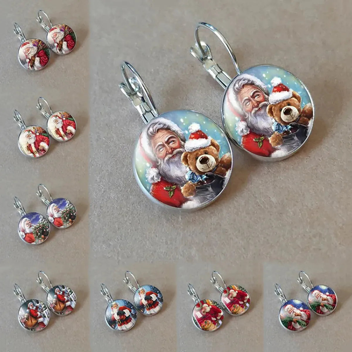 1 Pair Cartoon Style Santa Claus Inlay Alloy Glass Drop Earrings