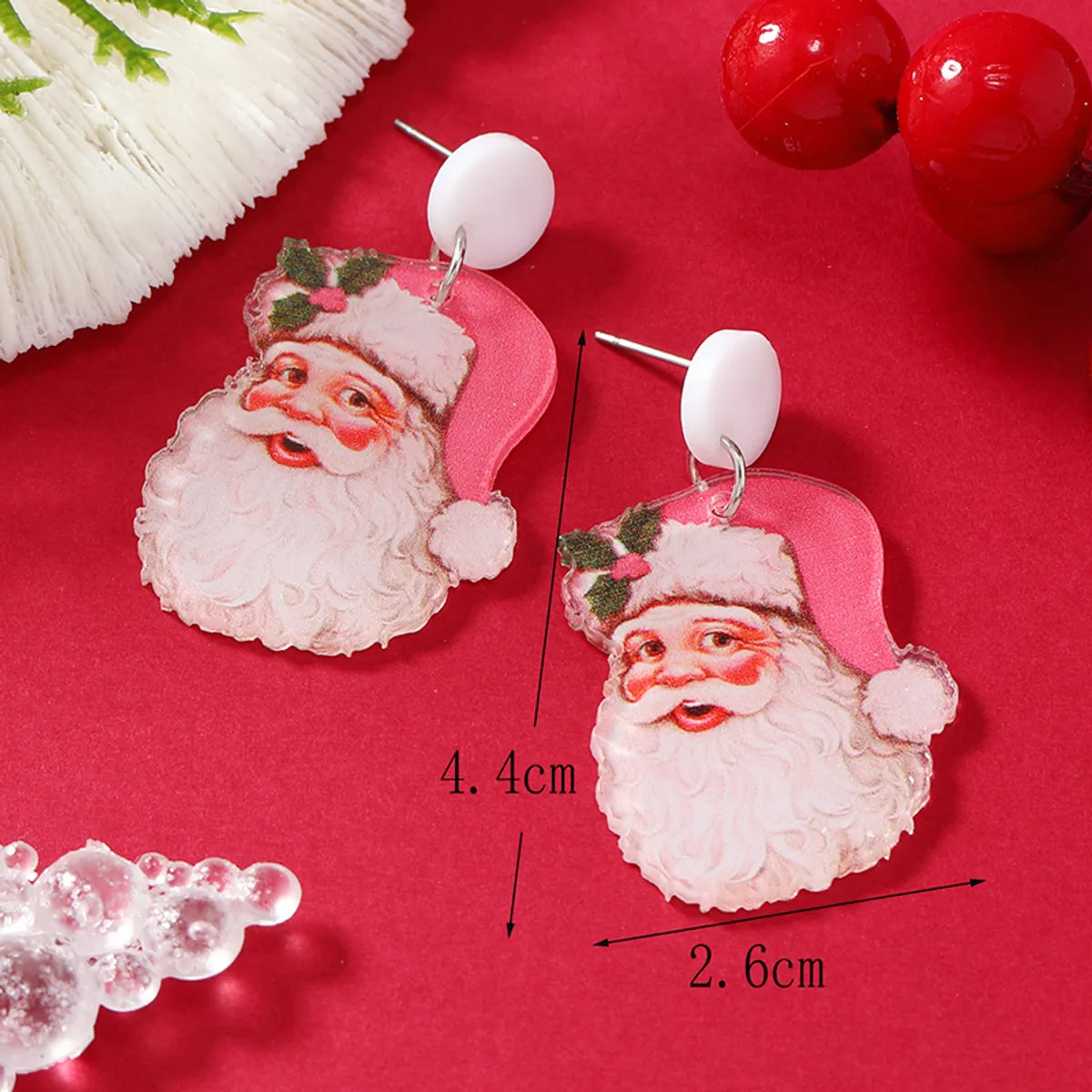 1 Pair Cartoon Style Santa Claus Painted Arylic Drop Earrings