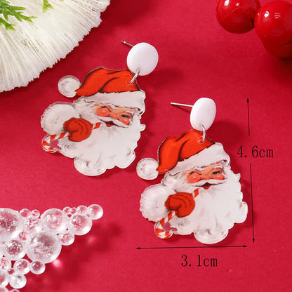 1 Pair Cartoon Style Santa Claus Painted Arylic Drop Earrings