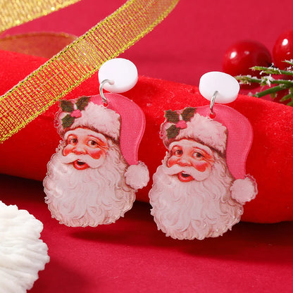 1 Pair Cartoon Style Santa Claus Painted Arylic Drop Earrings