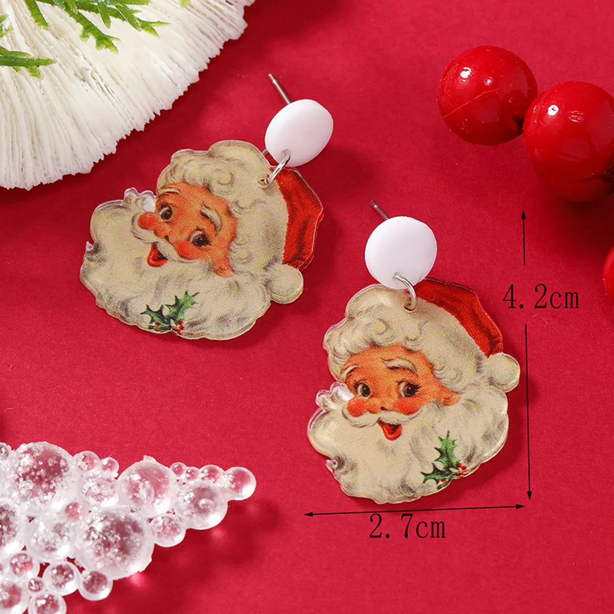 1 Pair Cartoon Style Santa Claus Painted Arylic Drop Earrings